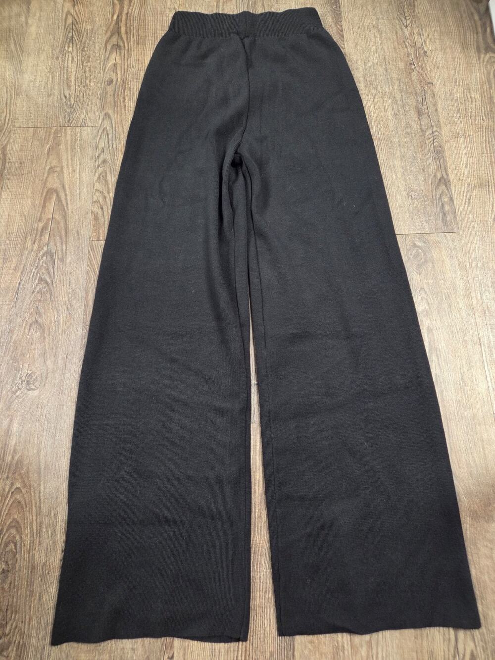 Katch Me black ribbed knit wide-leg trousers One Size Pants Stretchy